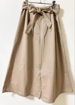 【翌日発送】ベージュ リボン付きワイドパンツ F