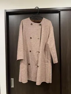 SIMPLICITÉ チェック柄ダブルボタンコート 薄手