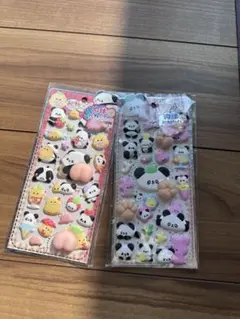 パンダ肉球シール パンダお尻ぷにぷに 2枚セット3Dシールスクイーズ立体シール