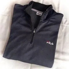 FILA ハーフジップ 長袖Tシャツ ブラック系　M