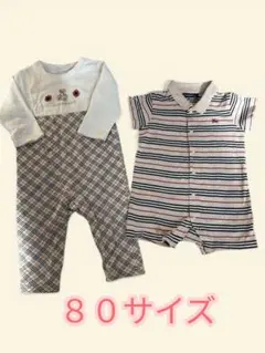 BURBERRY ロンパース 2枚セット 80サイズ チェック ボーダー