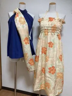 着物リメイク（一点物） ワンピースとパウスカートケースのセット