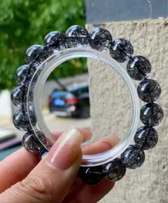 ⭐︎【天然】ブラックトルマリンインクォーツ ブレスレット 10.2mm 