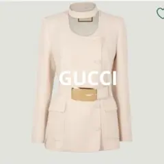 新品未使用タグ付きGUCCI ノーカラージャケット ベルト付き36サイズのサムネイル