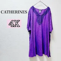CATHERINES 4X パープル 紫 チュニック トップス 春夏秋