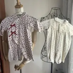 花柄ロンパース・カバーオール 60〜70＆80センチ2点セット