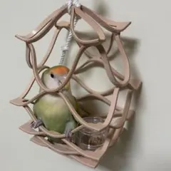 匿名配送【本革レザー】ハンドメイドガシガシ系インコ鳥のおもちゃ【ゆりかご】のサムネイル