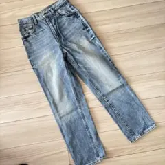 GU ハイウエスト ストレートデニムパンツ M