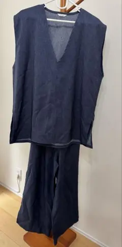 【美品】Lutique しまむら セットアップ デニム風 ネイビー