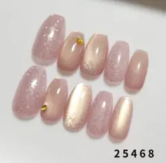 現品☆ピンクゴールドマグ & フラッシュネイル 10個セット　ショートバレリーナのサムネイル