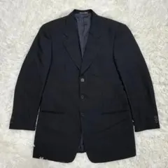 【イタリア製】ジョルジオアルマーニ ストライプ テーラードジャケット ウール 黒