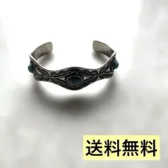 『美品』『人気』☆ターコイズ石 シルバーバングル　ノーブランド　メンズ