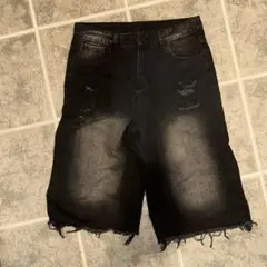 ジョーツ デニム ダメージ加工ダークグレーショートパンツ ハーフデニム