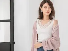 訳あり タグ付き未使用 fifth Vネックレースキャミニット Fのサムネイル