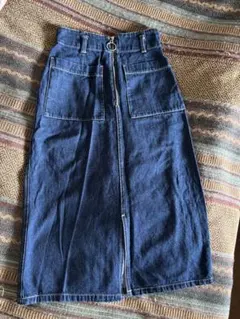 【中古美品】AS KNOW AS PINKY デニム ジップナロースカート F