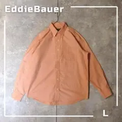 Eddie Bauer ストライプBDシャツ L オレンジ