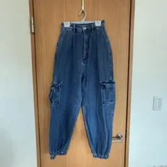 デニム カーゴパンツ ゴムウエスト　WEGO オールシーズン　ワイド　Fサイズ