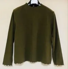 オリーブグリーン 長袖ニット Fサイズ