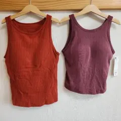 GU・UNIQLO / カップ付き タンクトップ 2枚セット M/Sサイズ