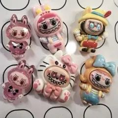 LABUBUキャラクター型デコレーションパーツ 6個セット