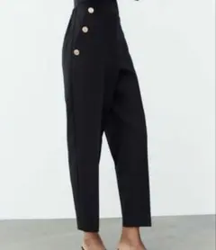ZARA ハイウエスト ゴールドボタン マリンパンツ