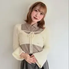 nomae シャツレイヤードシャギーニット