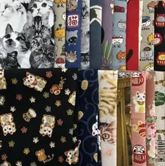 猫デザインの綿プリント生地セット　値下げ不可　柄変更不可