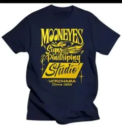 MOONEYES サイン＆ピンストライピング Tシャツ ネイビー