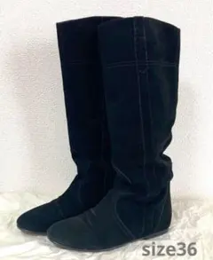 FABIO RUSCONI スエードブーツ 黒36 ファビオルスコーニ