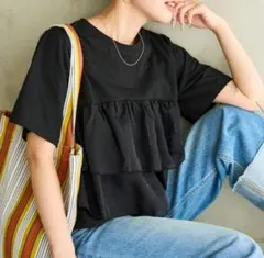 【美品】FREAK'S STORE オーガンジードッキング半袖Tシャツのサムネイル