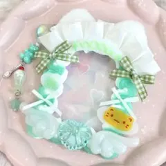 【訳あり】B8 トレカケース　硬質カードケース　ホイップデコ　ミントグリーン猫耳