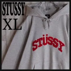 【即完売モデル】STUSSY☆刺繍ロゴ パイルアーチロゴ パーカー XLサイズ