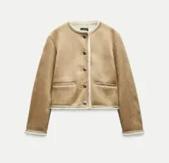 ZARA ノーカラームートンジャケット