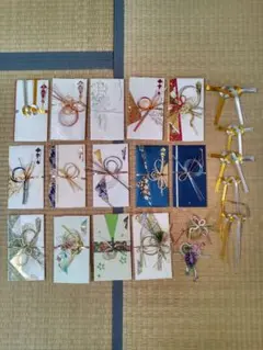 ご祝儀袋　14点セット　(水引7個つき)　青、緑系