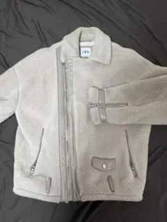 ZARA フリースジャケット L ライトグレー