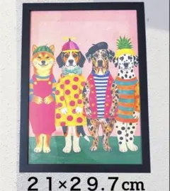 アートポスター ポップ 絵 額入り 犬 ドック Dog 柴犬 プレゼント 大人気