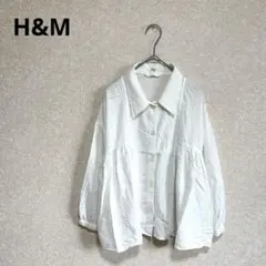 H&M ルーズフィットシャツ 長袖 襟付き ホワイト Mのサムネイル