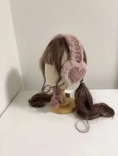 ハート　イヤーマフ ハンドメイド　耳あて　ピンク