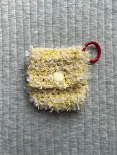 かぎ針編み 小物入れ 黄色 イヤホンケース リップケース ハンドメイド