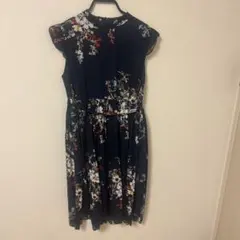 ネイビー 花柄 ワンピース 150ピアノ発表会