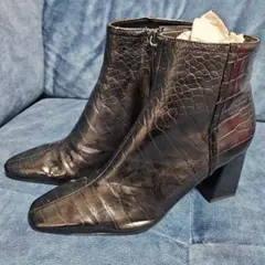ZARA クロコダイル風 ブラックブーツ 中ヒール