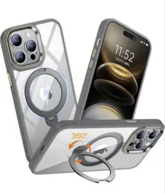 iPhone 14 Pro 用ケース クリア　360°回転スタンド・角度自由調整