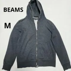 BEAMSグレーキラキラ フルジップ フード付きパーカーMサイズ羽織り