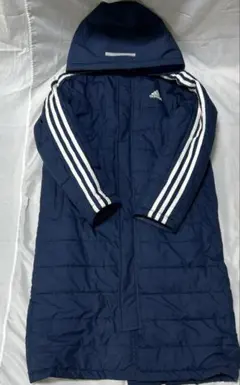 adidas フード付きベンチコート ネイビー　サッカー