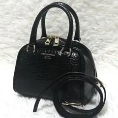 【極美品】クリスチャンヴィラ ミニハンドバッグ レザー クロコ型押し 2WAYのサムネイル