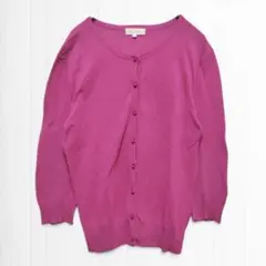 2462【ロペピクニック】綿100 7分袖ニットカーディガン ピンク 38 派手のサムネイル