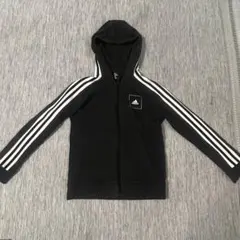 adidas アディダス ジップアップパーカー 黒 白3本ライン