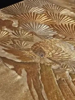袋帯　金糸　リユース袋帯 アンティーク袋帯　鷹　鳥　刺繍帯