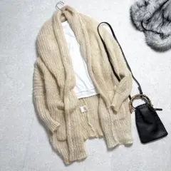 アーバンリサーチ モヘヤ ニット ロングカーディガン ベージュ　ゆったりふわふわ