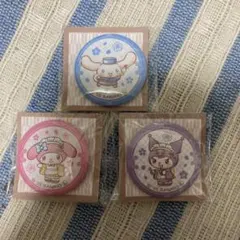 サンリオキャラクターズ　和菓子ティータイム　ミニ缶バッジ　3点セット売り